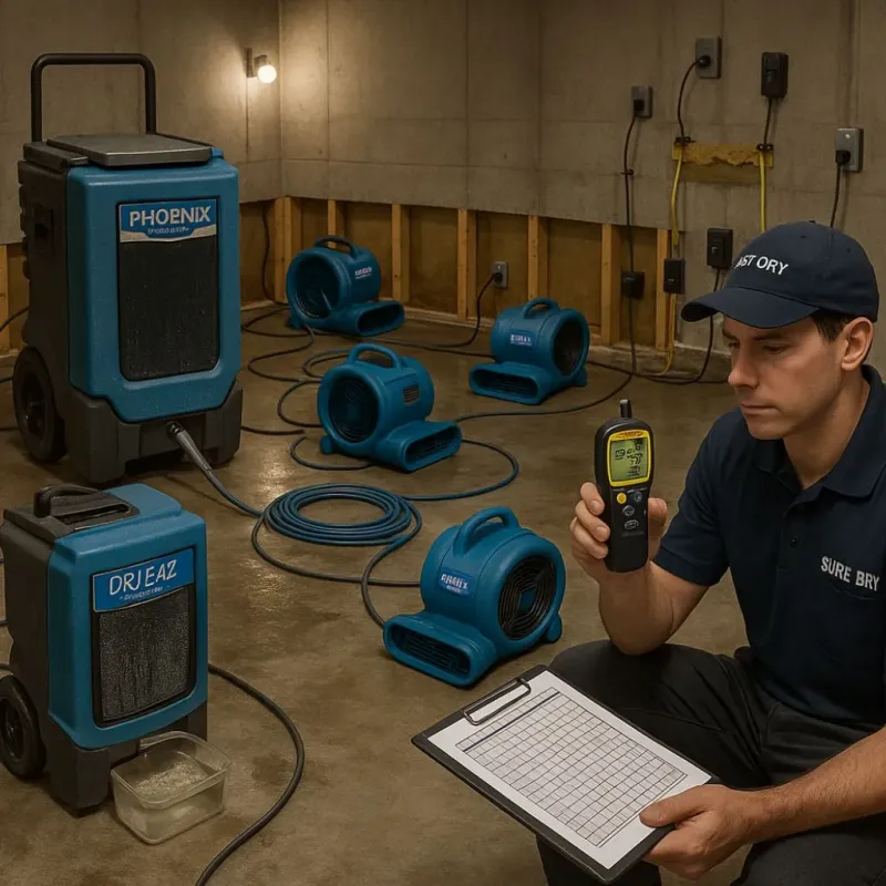 Structural Drying and Dehumidification process in Hawaiian Gardens, CA
